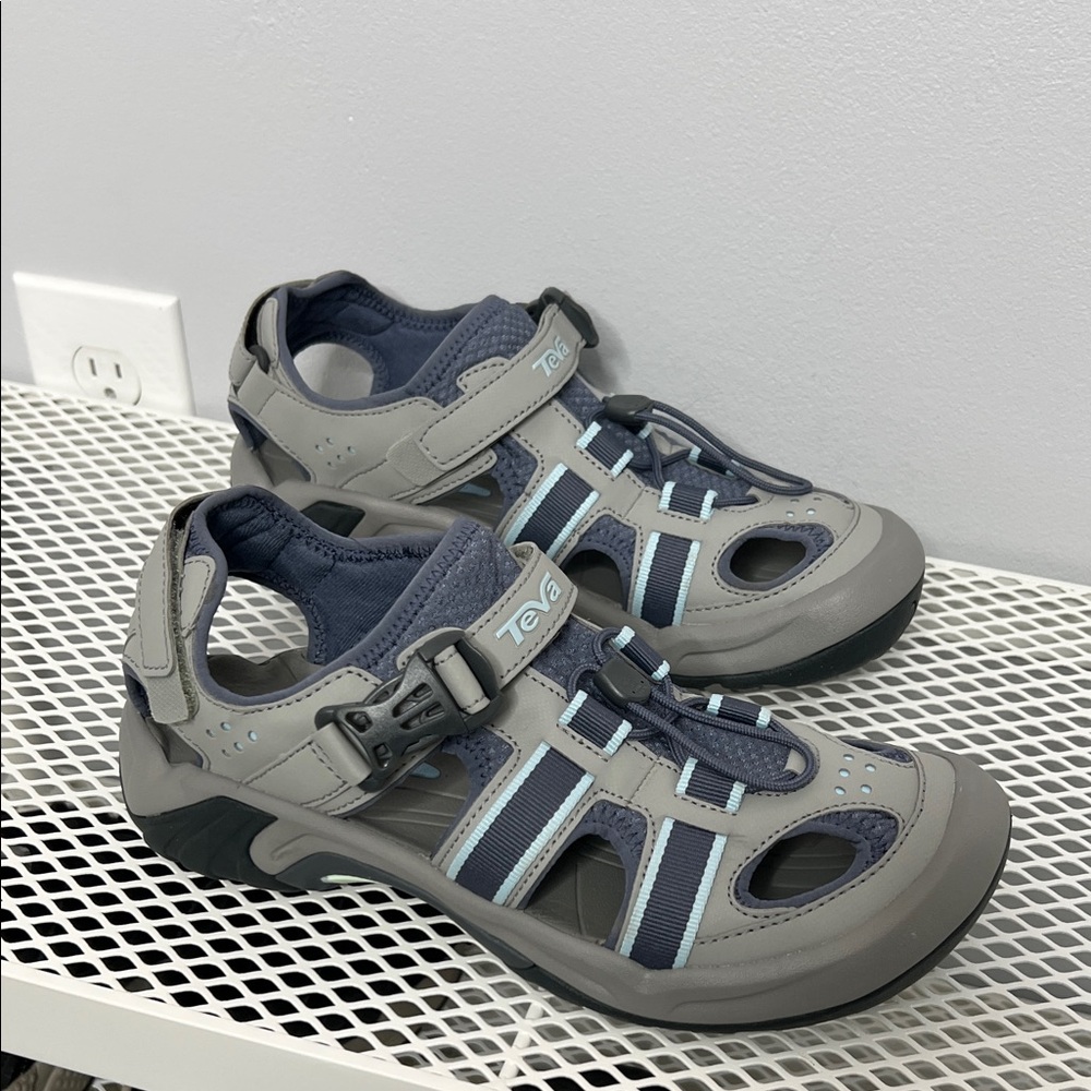 Teva Omnium Gray Blue Closed Toe Hiking Sport Sandals Women’s 9.5 - Picture 5 of 7